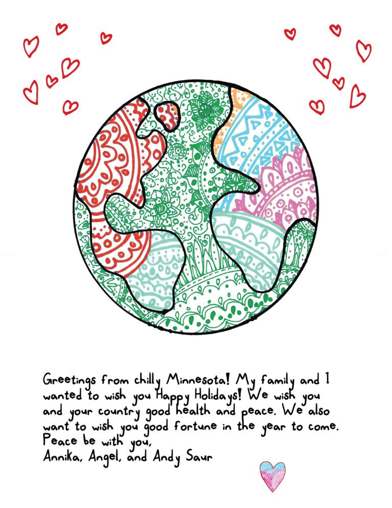 annika saur world art project letter 2020 december holiday card